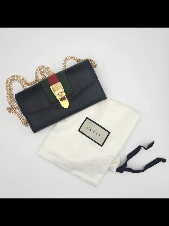 Gucci Handbags - Authentic Gucci Black Sylvie Continental Wallet On Chain W Gucci Dustbag
